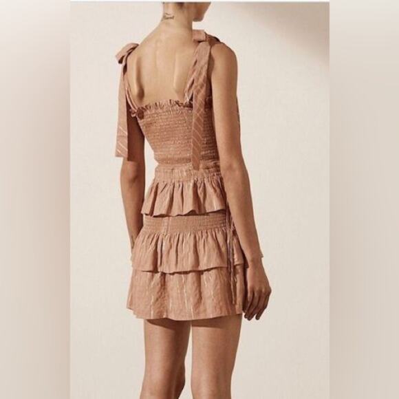 HOUSE OF HARLOW 1960 Corinne Shirted Mini Dress Desert Rose S - Picture 9 of 11